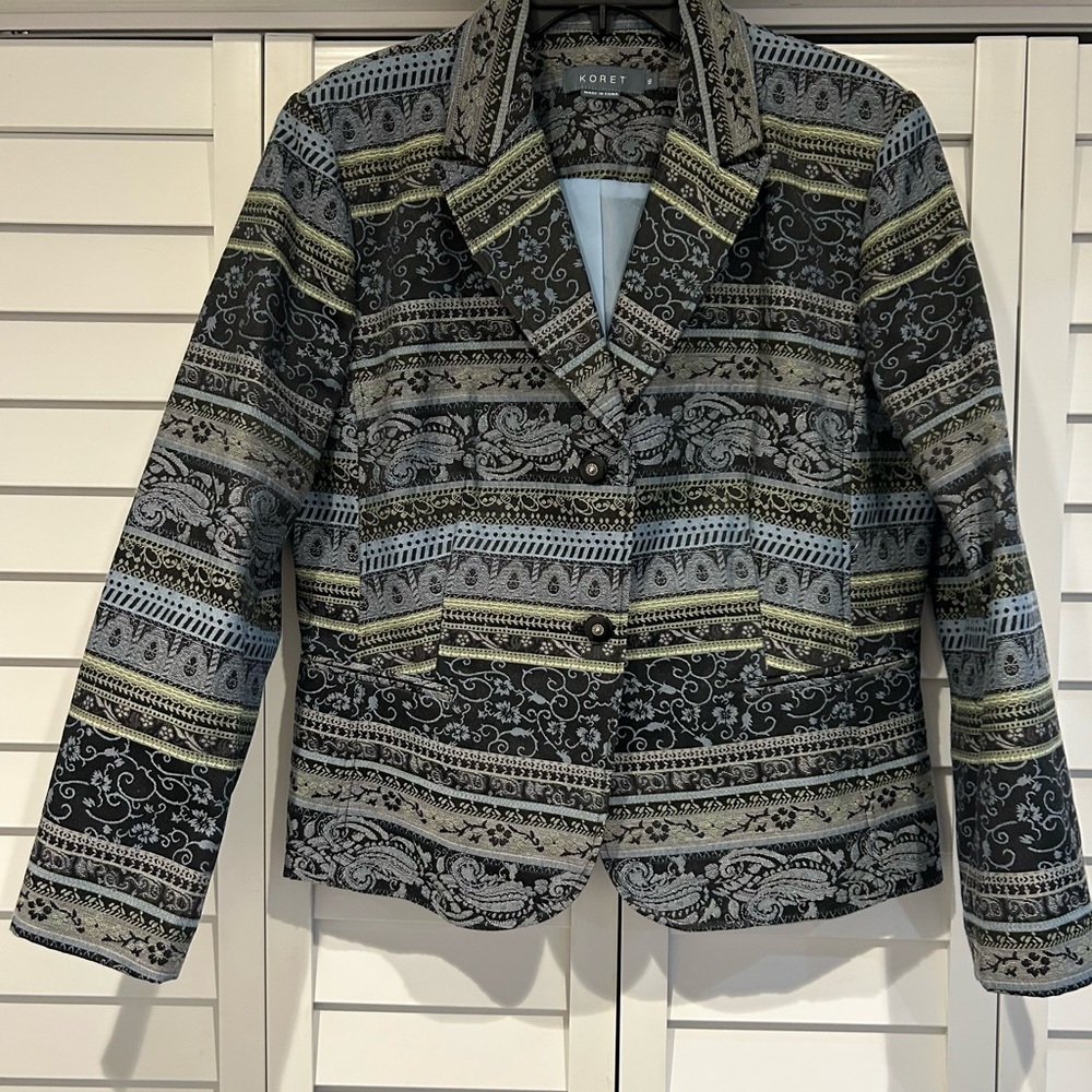 🌺 Size 16 Koret Blue & Green Patterned Blazer